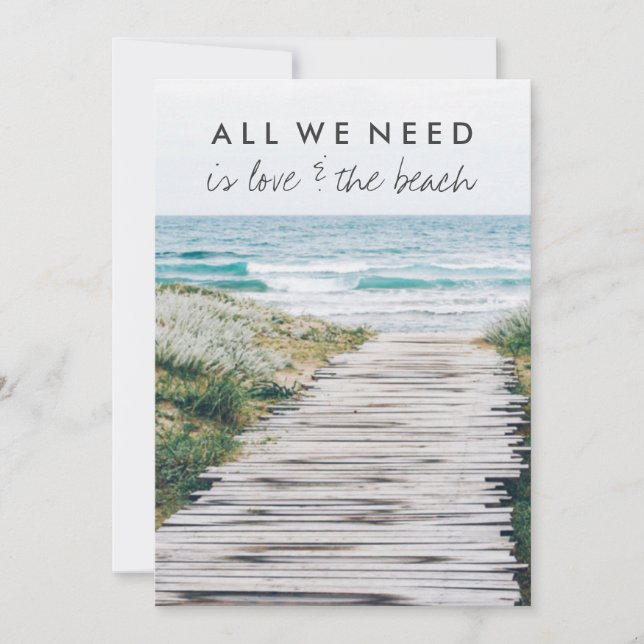 Invitation Réception de mariage en fuite d'amour et de plage (Devant)