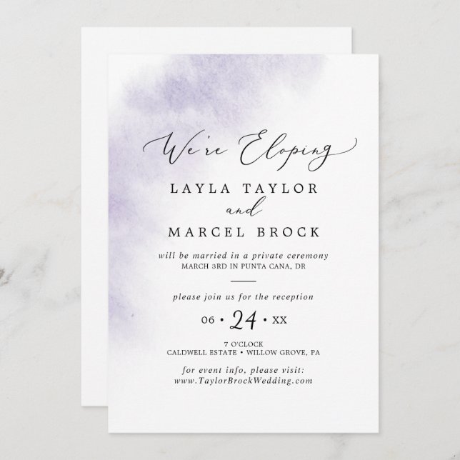 Invitation Réception de Mariage en Lavis d'Aquarelle | Mariag (Devant / Derrière)