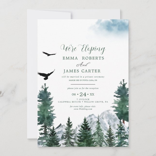 Invitation Réception de Mariage en Montagne Rocheuse  (Devant)