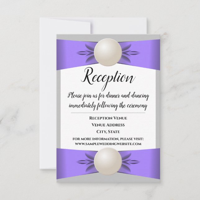 Invitation Réception de mariage en ruban Lavender & Grey Pear (Devant)