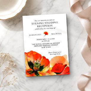 Invitation Réception de mariage en soirée Fleur de pavot roug