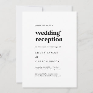 Invitation Réception de mariage en typographie noire moderne