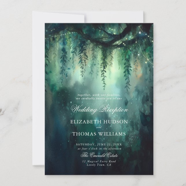 Invitation Réception de mariage Enchanted Forest Greenery (Devant)