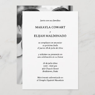 Invitation Réception de mariage espagnole en noir et blanc