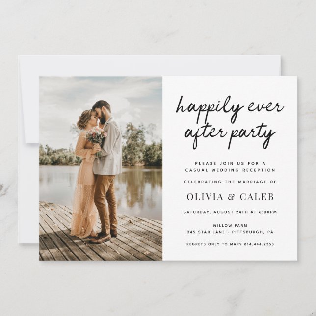 Invitation Réception de mariage et heureux pour toujours (Devant)
