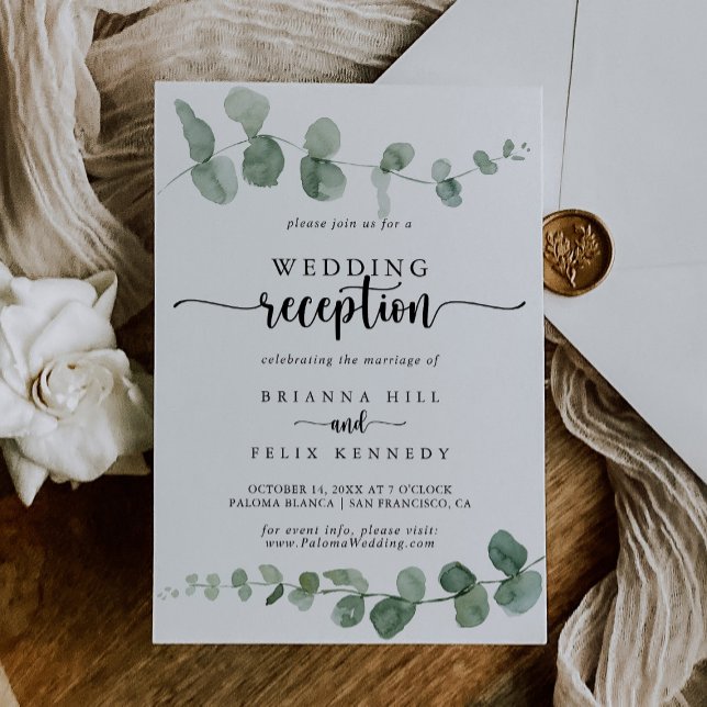 Invitation Réception De Mariage Eucalyptus De Luxe Verte (Créateur téléchargé)