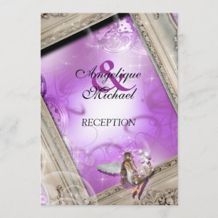 Invitation Réception de mariage Fairytale or violet