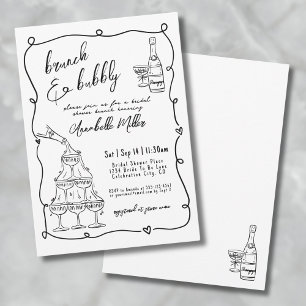 Invitation Réception de mariage fantaisiste à la main pour le