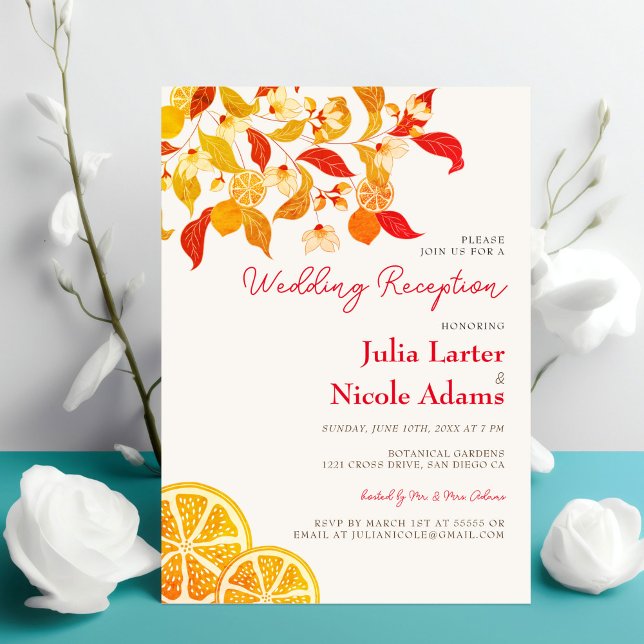 Invitation Réception de mariage Feuillage Citronné Frais (Créateur téléchargé)