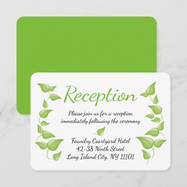 Invitation Réception de mariage Feuille Verte Botanique Feuil (Devant / Derrière)