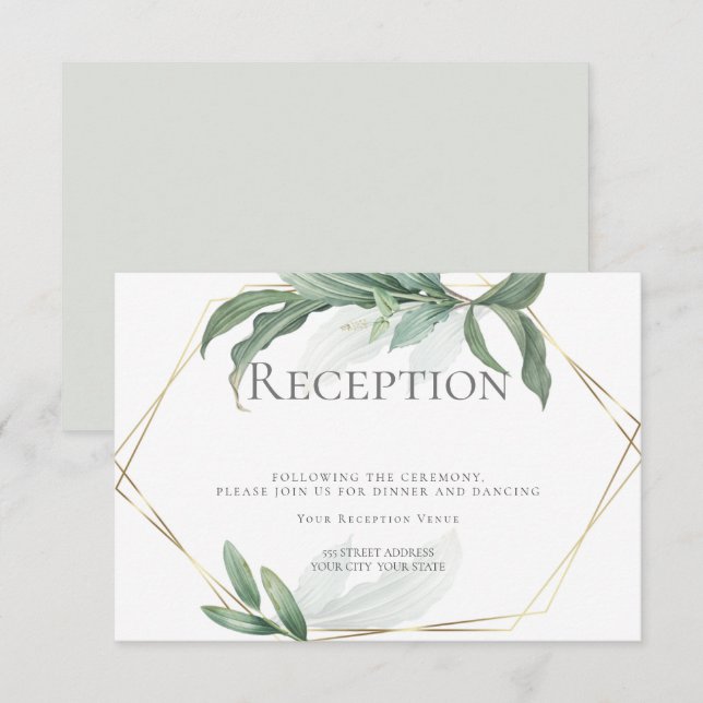 Invitation Réception de mariage | Feuilles tropicales élégant (Devant / Derrière)
