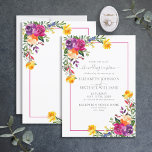 Invitation Réception de mariage fleurie Boho Technicolor tend<br><div class="desc">Joli et tendance,  ce technicolor boho mariage floral Réception invitation comprend florale peinte à la main fleurons d'aquarelle dans les tons violet,  orange,  fuchsia et jaune,  avec typographie de script lettré à la main rustique. Contacter le concepteur pour les produits correspondants. Copyright Invitations élégants,  tous droits réservés.</div>
