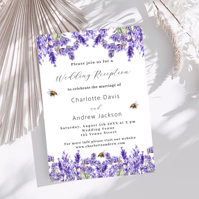 Invitation Réception de mariage fleurie de lavande (Créateur téléchargé)