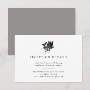 Invitation Réception de mariage floral aquarelle Bouquet Noir