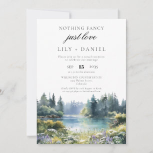 Invitation Réception de mariage floral au bord du lac en forê