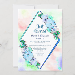 Invitation Réception De Mariage Floral Bleu
