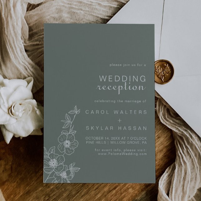 Invitation Réception de mariage floral bohème vert de destina (Créateur téléchargé)