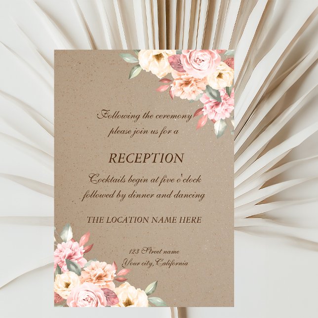 Invitation Réception de mariage floral chic rustique (Créateur téléchargé)