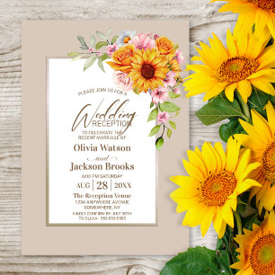 Invitation Réception de mariage floral de tournesol