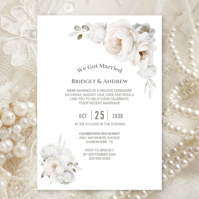 Invitation Réception de mariage floral d'hiver blanc (Créateur téléchargé)