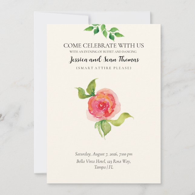 Invitation Réception De Mariage Floral Graceful (Devant)