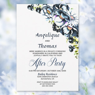 Invitation Réception de mariage floral gris bleu