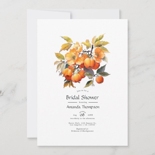 Invitation Réception de mariage floral Kaki (Devant)