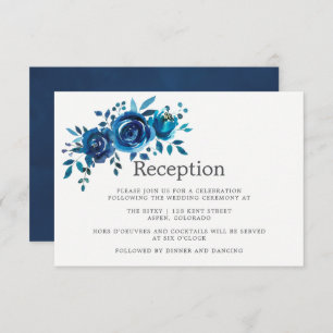 Invitation Réception de mariage floral marine et blanc