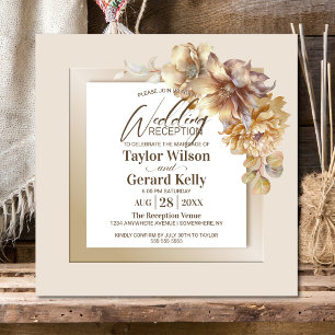Invitation Réception De Mariage Floral Or Design