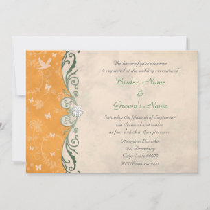 Invitation Réception de mariage floral orange mandarine print