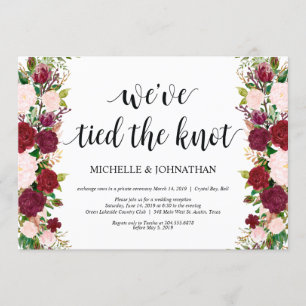 Invitation Réception de mariage floral rose Marsala pour une 