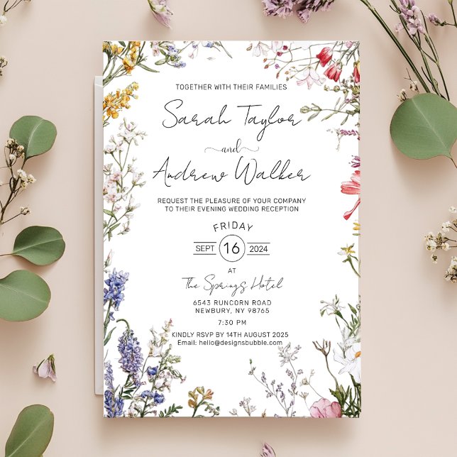 Invitation Réception De Mariage Floral Rustique Fleur sauvage (Créateur téléchargé)