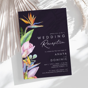 Invitation Réception de mariage floral tropical coloré violet