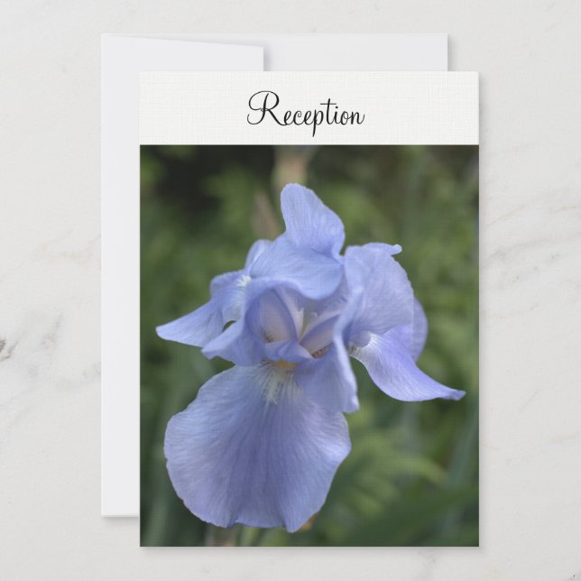 Invitation Réception de mariage florale avec iris myosotis (Devant)