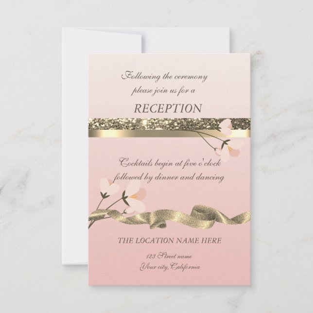 Invitation Réception de mariage florale élégante et stylée (Devant)