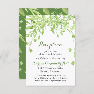 Invitation Réception de mariage florale en trèfle vert