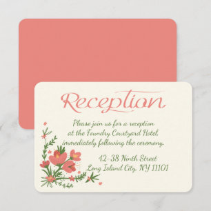Invitation Réception de mariage florale Fleur rose corail et