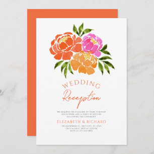 Invitation Réception De Mariage Florale Rose Chaud