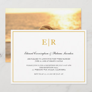 Invitation Réception de mariage formelle élégante avec monogr