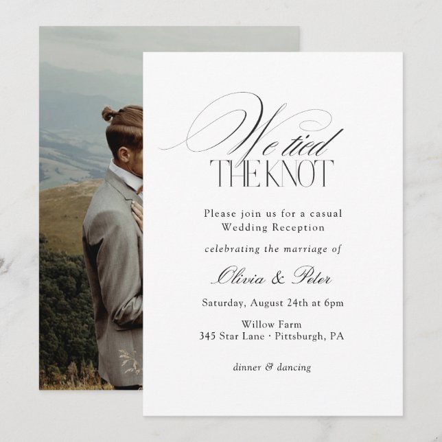 Invitation Réception de mariage fuite "Nous avons noué le nœu (Devant / Derrière)