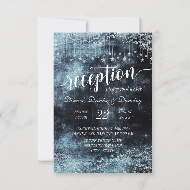 Invitation Réception de mariage Galaxie Nuit étoilée Aquarell (Devant)