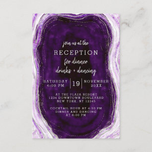 Invitation Réception de mariage géode améthyste pourpre et ar