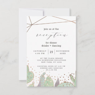 Invitation Réception de mariage géométrique avec cactus et su