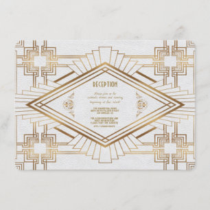 Invitation Réception de mariage Glam Gold White Great Gatsby