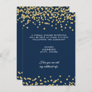 Invitation Réception de mariage Gold Faux Parties scintillant