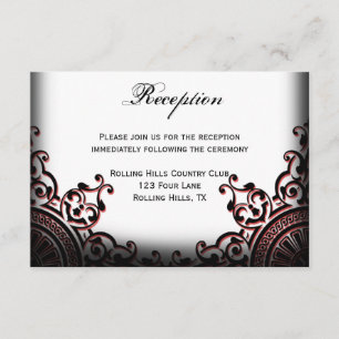 Invitation réception de mariage gothique noir et rouge