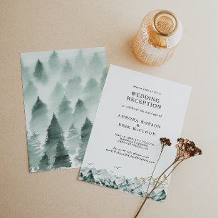 Invitation Réception de mariage Green et Gold Mountain