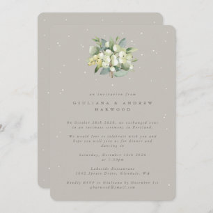 Invitation Réception de mariage Greige Snowberry+Eucalyptus