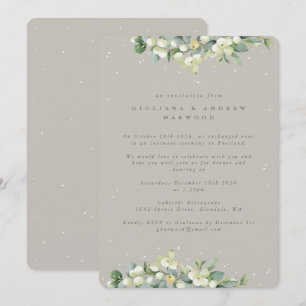 Invitation Réception de mariage Greige Snowberry+Eucalyptus