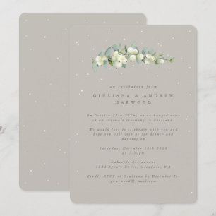 Invitation Réception de mariage Greige Snowberry+Eucalyptus
